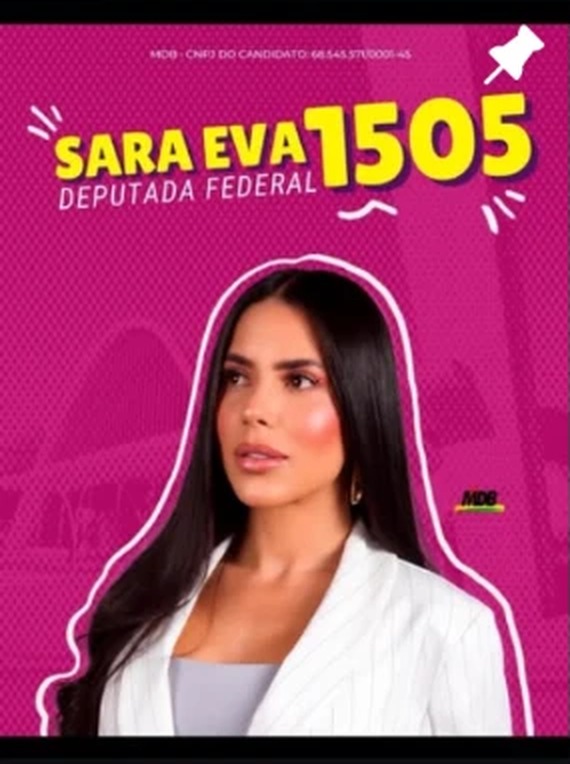 Sara Eva em material de campanha do MDB